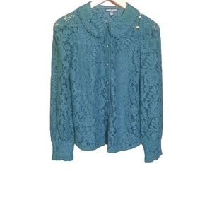 Cable & Gauge Womens Forrest Green 2 Piece Lace Top and Tank Set Size Small